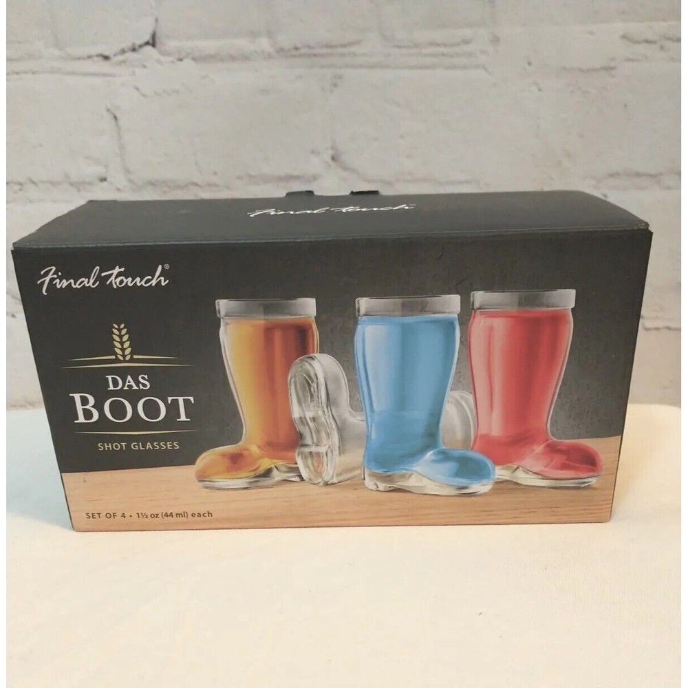 Set of 4 Clear Glass Boot Shot Glasses 1.5oz Final Touch